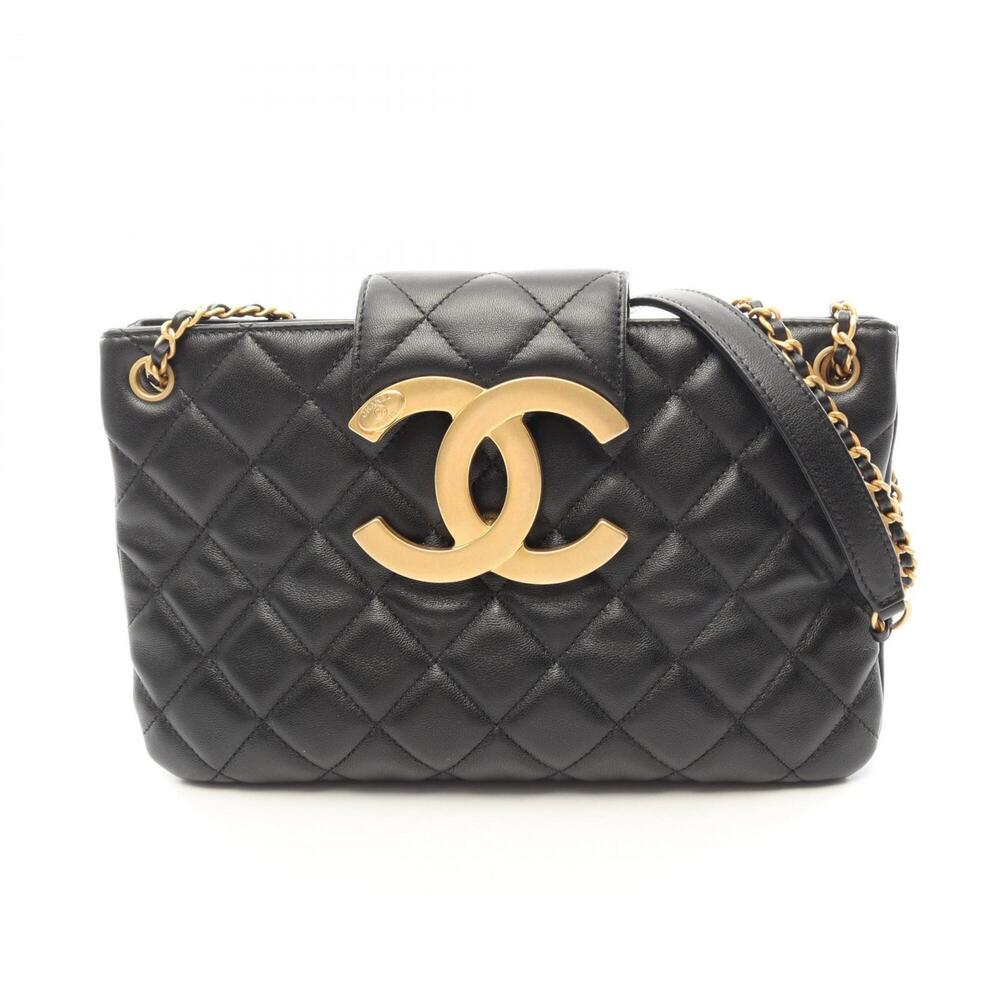 Chanel Matelassé Flap Shoulder Bag/Handbag, Lambskin Leather, Women's, Black